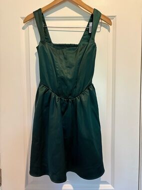 Green Satin Style Mini Dress
